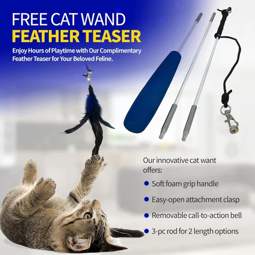 Vista 6 de Pet Fit For Life Transportador de gatos extra grande para viajes, plegable y portátil, plegable, con caja de arena, juguete de plumas y cuenco