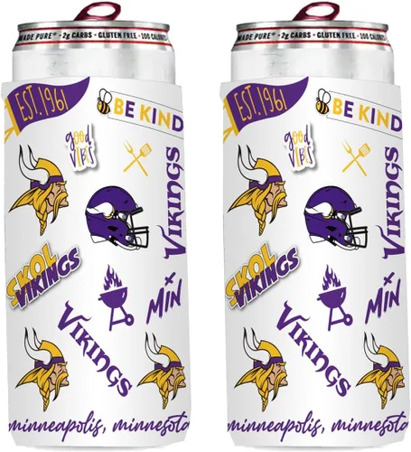 Vista 4 de Paquete de 2 soportes para latas de fútbol de 12 onzas, delgado y delgado, aislador de bebidas Huggie Cooler Coozies (Arizona (cardenales))
