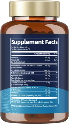 Vista 6 de Totaria Glucosamina liposomal condroitina MSM colágeno 3000 mg Suplemento de apoyo articular apoyo a la salud ósea flexibilidad y mantenimiento
