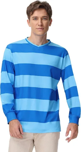 Vista 2 de Arvilhill Disfraz de Halloween para adultos, camisa polo clásica a rayas