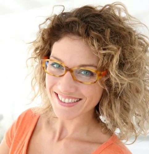 Vista 2 de Sightline Gafas de lectura progresivas para mujer, marco de acetato óptico de primera calidad, 1.00 Naranja