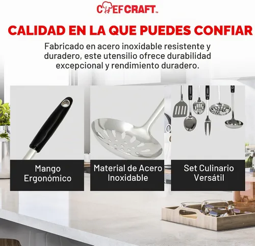 Vista 5 de Chef Craft Select Slotted Skimmer, 13.75 pulgadas, acero inoxidable
