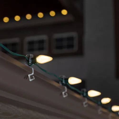 Vista 4 de Enchufe de iluminación navideña LED liso C7 verde azulado bombillas de repuesto para enchufes E12, grado comercial de bajo consumo, 2 bombillas