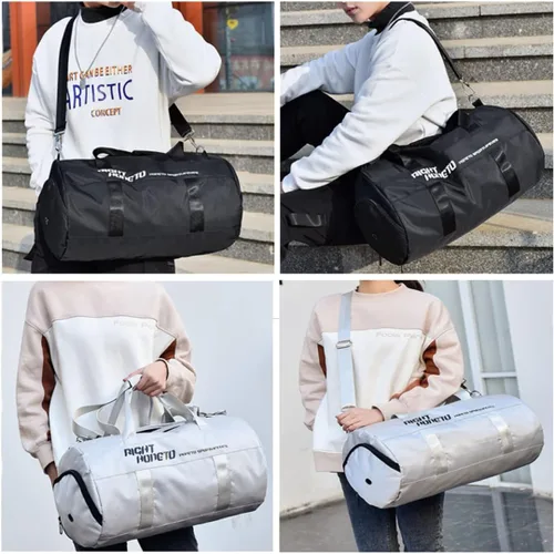 Vista 6 de Sutmdo Bolsas de gimnasio para hombres y mujeres, ligera, bolsa de lona deportiva con compartimentos para zapatos y húmedos, bolsa de lona