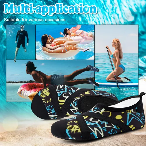 Vista 8 de VIFUUR Zapatos de agua para hombre y mujer, calcetines acuáticos de secado rápido para playa, natación, yoga, deportes al aire libre