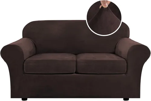 Vista 84 de H.VERSAILTEX - Funda elástica para sofá de 2 piezas, funda protectora de terciopelo, suave, con parte inferior elástica, con un ancho de hasta 49