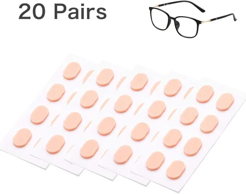 Vista 2 de 20 pares de almohadillas de nariz de espuma suave, autoadhesivas, antideslizantes, almohadillas de nariz para gafas (color de piel/0.059 in)
