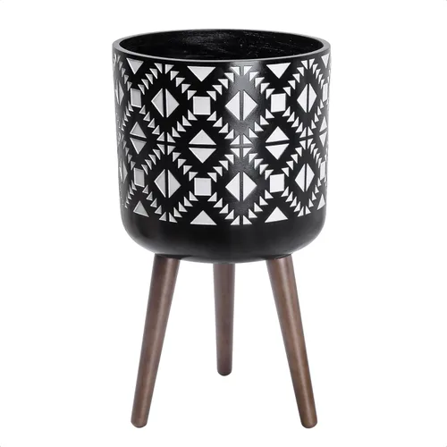 Vista 15 de D'vine Dev Maceta de 12 pulgadas con soporte, maceta alta de mediados de siglo con patas para plantas de interior, bronce/negro, 88-G-C-6