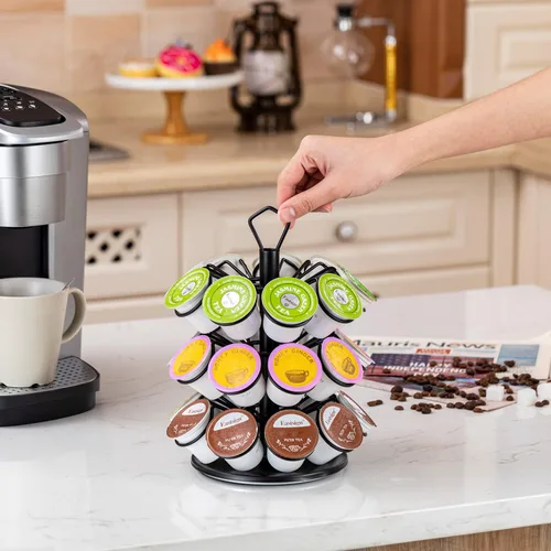 Vista 6 de K-Cup - Almacenamiento de cápsulas de café, soporte para cápsulas de carrusel, almacenamiento para cápsulas K (27 cápsulas-3 niveles)