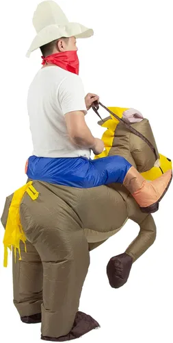 Vista 4 de JYZCOS Disfraz inflable de vaquero para adultos, vestido elegante de jinete de caballo occidental para hombres y mujeres, traje de fiesta