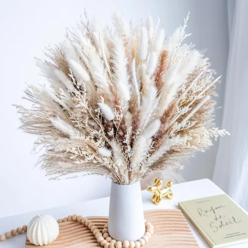 Vista 11 de 70 UNIDADES Hierba de Pampa Seca Natural Estilo Boho para Decoración del Hogar Ramo de Phragmites Flores Secas para Arreglos Florales de Boda