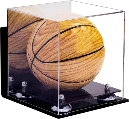 Vista 38 de Better Display Cases Mini acrílico - Miniatura (no tamaño completo) Baloncesto vitrina con elevadores negros y espejo (A015-BR)