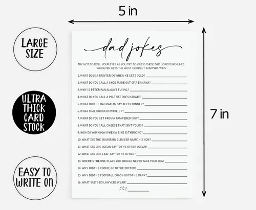 Vista 4 de Juego de 50 chistes para baby shower (50 tarjetas), divertido juego de baby shower, género neutro niño o niña, co-edición, minimalista