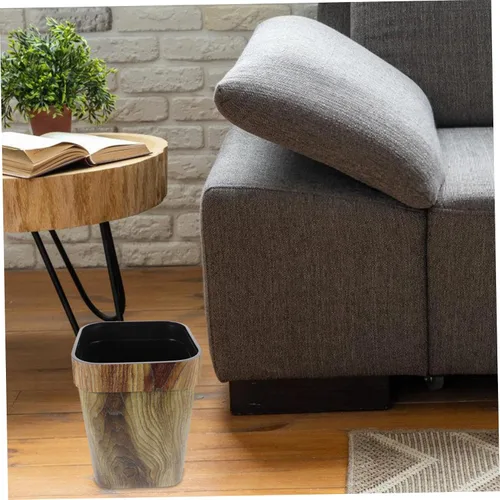 Vista 7 de SEWACC Botes de basura de madera para basura, pequeño, rústico, rectangular, contenedor de basura para baño, dormitorio, cocina, hogar, oficina