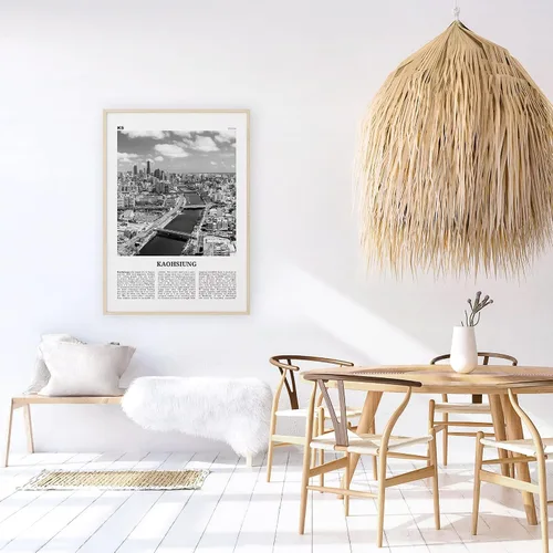 Vista 5 de Impresión Kaohsiung en blanco y negro, arte de pared Kaohsiung, póster de Kaohsiung, foto de Kaohsiung, decoración de pared Kaohsiung, mapa