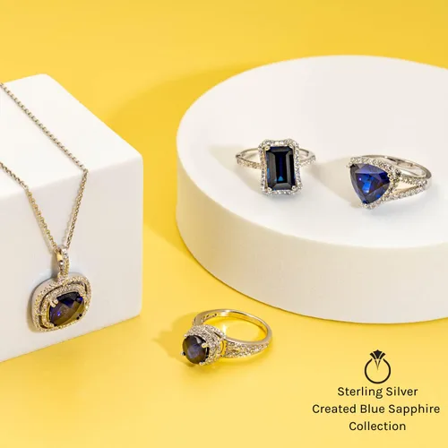 Vista 4 de Peora 925 Sterling Silver Three-Stone Past, Present and Future Anniversary Ring, Various Gemstones, Sizes 5 to 9