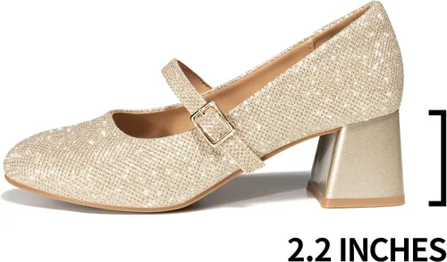 Vista 6 de Trary Mary Jane Shoes Women, Chunky Mary Janes Heels for Women Shoes Dressy Casual, Dress Shoes for Women Block Heels Closed Toe Mary Jane Pumps