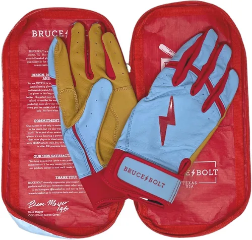 Vista 7 de BRUCE BOLT Signature Series - Guantes de bateo con puño corto, colección Signature Player, tallas para adultos y jóvenes