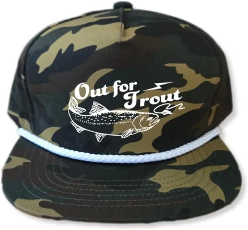 Vista 31 de ThatsRad Out for Trout Camionero Camuflaje Sombrero Visera Cuerda Snapback Camo Pesca Mosca