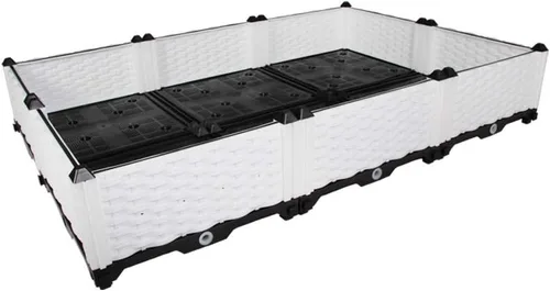 Vista 18 de BAOYOUNI - Juego de jardinera cuadrada para interiores o exteriores, maceta de plástico, caja de cultivo para verduras frescas, hierbas, flores