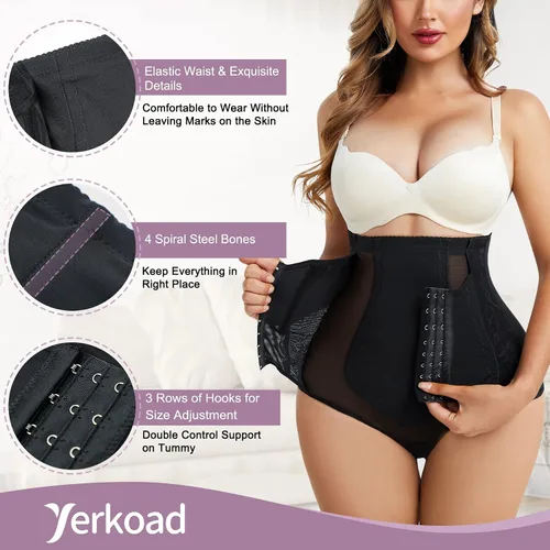 Vista 3 de YERKOAD Tangas moldeadoras para mujer, con control de abdomen, levantamiento de glúteos, moldeadoras de cintura alta, sin costuras, ropa