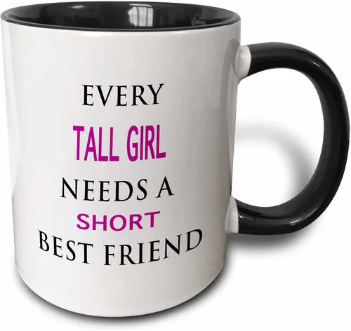 Vista 9 de 3dRose EVERY TALL GIRL NEEDS A SHORT BEST FRIEND 11oz Two-Tone Blue Mug