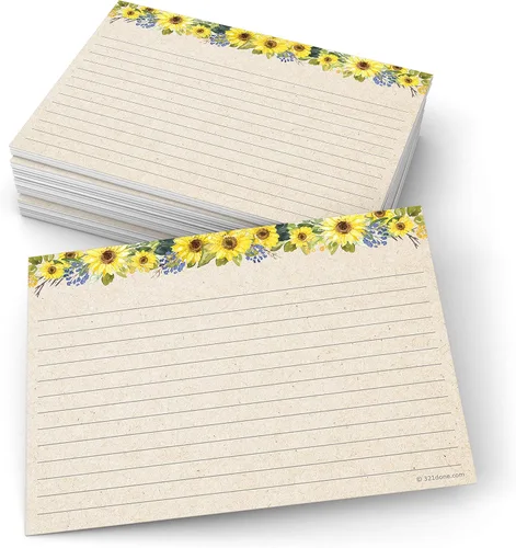 Vista 8 de 321Done Tarjetas de notas rayadas, tarjetas de índice de girasol de 3 x 5 pulgadas de grosor, cartulina marrón kraft, tarjetas de notas y artículos