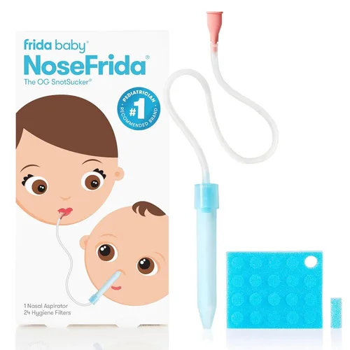Vista 6 de Frida Baby NoseFrida SnotSucker para bebé, aspirador nasal para bebé, succionador de nariz aspirador nasal para bebé y 4 filtros de higiene