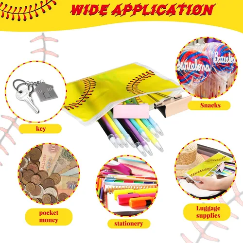 Vista 3 de Sweetude 50 bolsas de maquillaje de sóftbol a granel EVA impermeable bolsas de cosméticos deportivos regalos de sóftbol regalos de fiesta de sóftbol