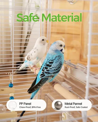 Vista 3 de Jaula para pájaros Clear View, pajarero mediano para principiantes, jaulas de respaldo para pájaros, ideal para viajes, transportador, cría de aves