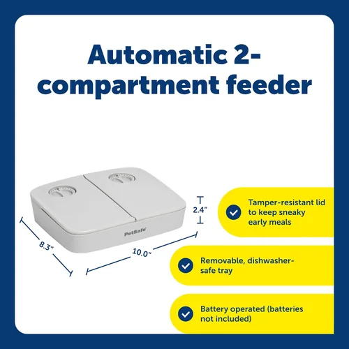 Vista 10 de PetSafe Analog 2 Comedero Programable para 2 Comidas para Mascotas, Comedero Automático para Perros y Gatos - Dispensador de Comida Seca