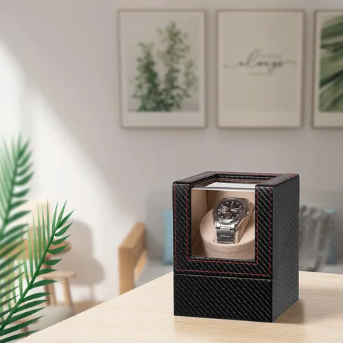 Vista 6 de Enrollador automático de reloj individual para relojes automáticos, caja giratoria de reloj con motor silencioso japonés, adaptador de CA o funciona