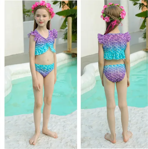 Vista 8 de zocapuy Traje de baño de cola de sirena para niñas y niños, disfraz de princesa, traje de baño para fiesta (sin monoaleta)