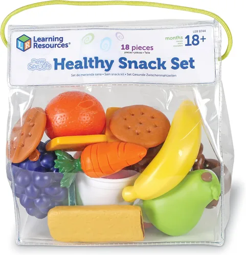 Vista 4 de Learning Resources New Sprouts Set de bocadillos saludables - 18 piezas, a partir de 18 meses, juguetes de simulación de alimentos para niños