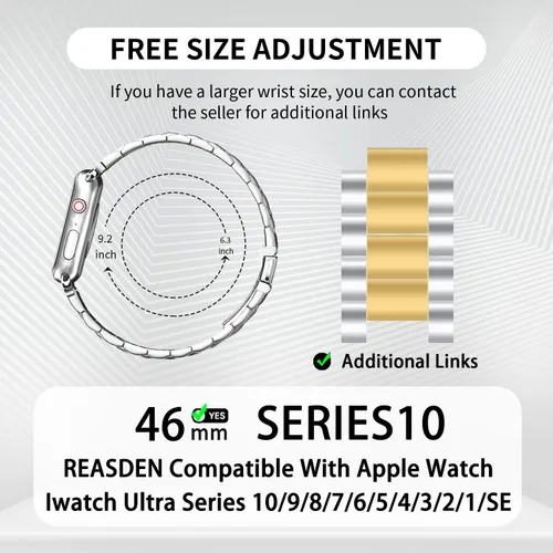 Vista 2 de Compatible With Apple Watch Band and Case Iwatch Ultra Series 11 10 9 8 7 6 5 4 3 2 1 SE 42mm 46mm 49mm 45mm 44mm 41mm 40mm 38mm Men Women Classic