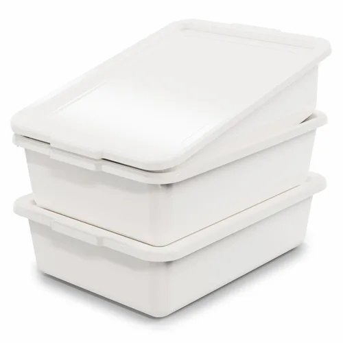 Vista 14 de Caja de 5 tinas de autobús comercial/bolsa de transporte, plástico negro con asas, lavabo 8 litros