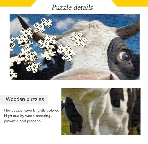 Vista 2 de Funny Cow Puzzle de 500 piezas, rompecabezas de madera para juegos familiares, adecuado para adolescentes y adultos