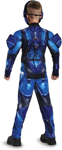 Vista 2 de Disfraz de Spartan Azul de Halo Microsoft, clásico, con músculos, de Disguise, S4-6, Azul
