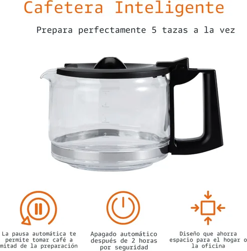 Vista 3 de Amazon Basics Cafetera de goteo de 5 tazas, cafetera con jarra de café de vidrio (0.8 Qt), apagado automático, pausa automática, cesta de filtro