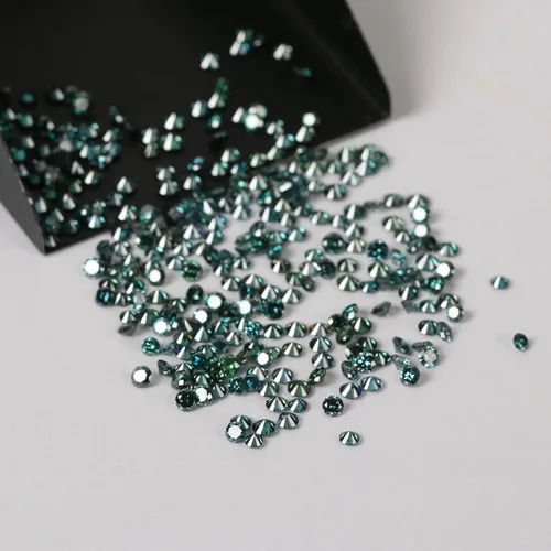 Vista 3 de Lote redondo de diamantes sueltos naturales SI1SI2 Clarity Blue-Green Color 100% diamantes reales Lote..