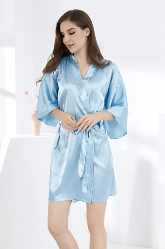 Vista 3 de MORFORU Bata de dama de honor transparente para mujer, talla única, para bodas, fiestas, prepararse, corta