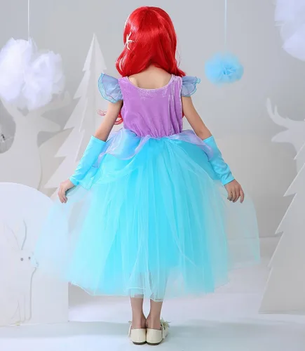Vista 5 de Disfraces de Cenicienta para niñas de CQDY, disfraz de princesa para fiesta de Halloween, cumpleaños, elegante vestido de baile Sirena