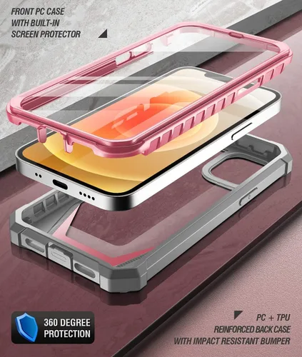 Vista 3 de Poetic Guardian Series - Funda para iPhone 12 mini de 5.4 pulgadas, híbrida de cuerpo completo, reforzada a prueba de golpes, resistente