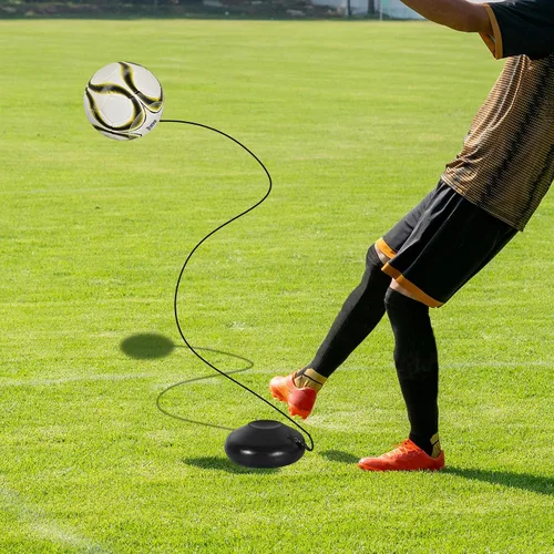 Vista 7 de TNZMART Entrenador de malabarismo con balón de fútbol, equipo de práctica de entrenamiento de fútbol ajustable con base de goma para principiantes