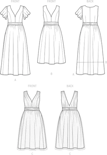 Vista 3 de Simplicity Kit de patrón de costura para vestido de Misses', código S9476, tamaños 26W-28W-30W-32W, multicolor