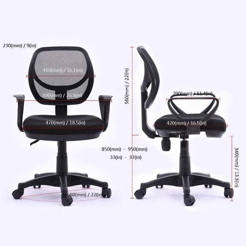 Vista 2 de Round Back Office Chair Staff Student Dormitory Home Arched Computer Chair Mesh Lifting Swivel Chair Backrest Staff Chair