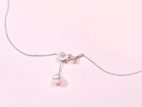 Vista 5 de Collar de plata S925 con colgante de perlas de agua dulce de 7 a 0.315in, forma de gota blanca, a la moda, todo a juego, joyería femenina, colgante