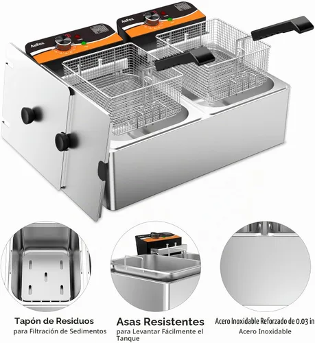 Vista 4 de Freidora comercial, freidora de encimera de 20.7 cuartos de galón