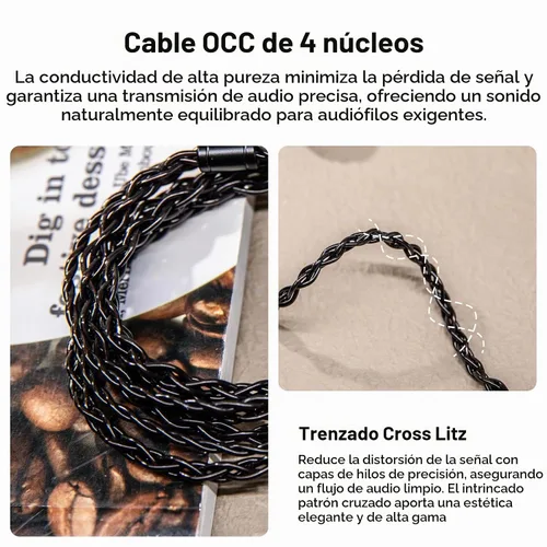Vista 6 de Linsoul Kiwi Ears x B_Media Terras IEM Cable, 0.1 in/0.2 in/USB Tipo-C