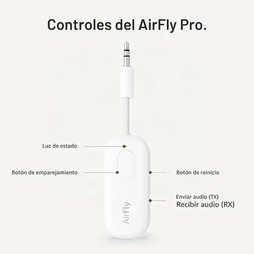 Vista 7 de Twelve South AirFly Pro Adaptador Transmisor/Receptor Bluetooth Inalámbrico para 2 Auriculares, Compartir Audio, Compatible con Jack Auxiliar